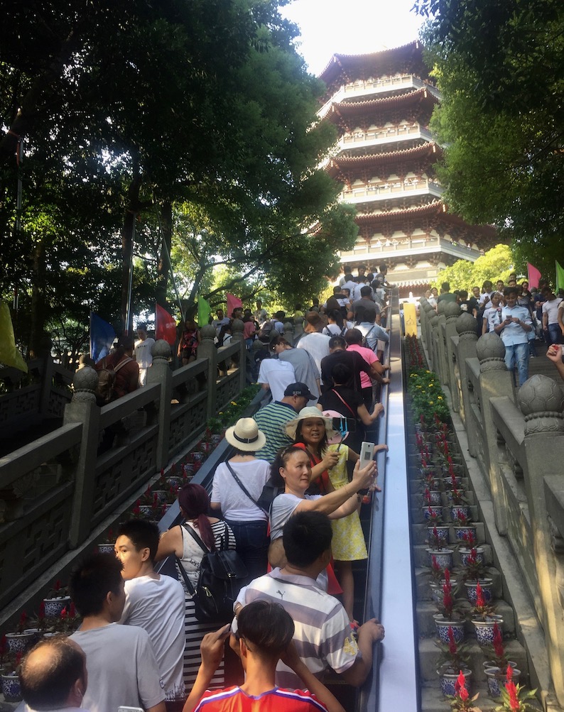 Escalator to Leifeng Pagoda Hangzhou China.