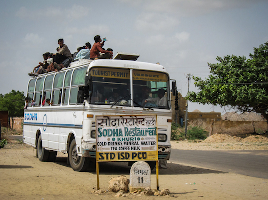 Crowded bus India.
