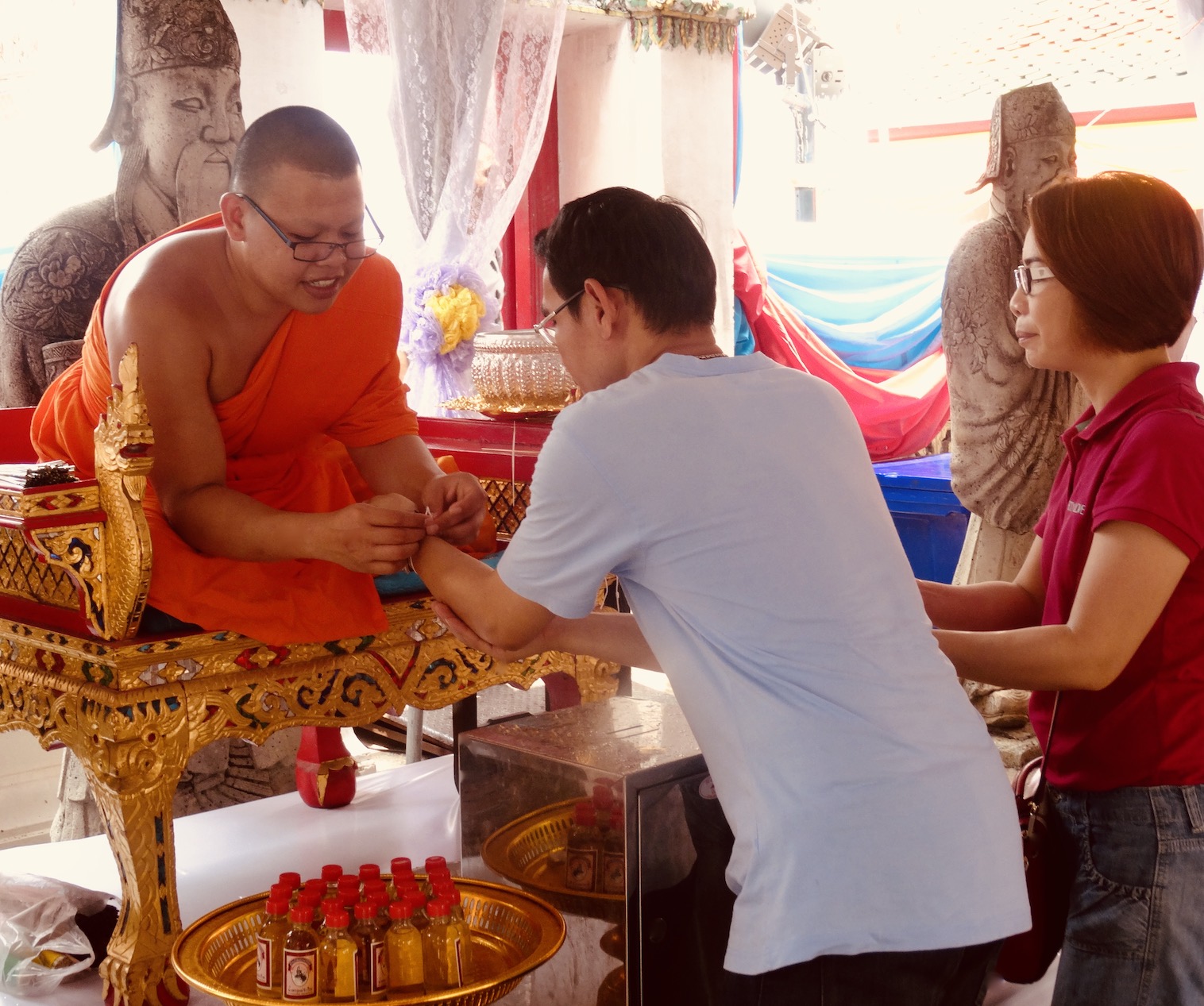 Monk blessings Wat Pho Temple.