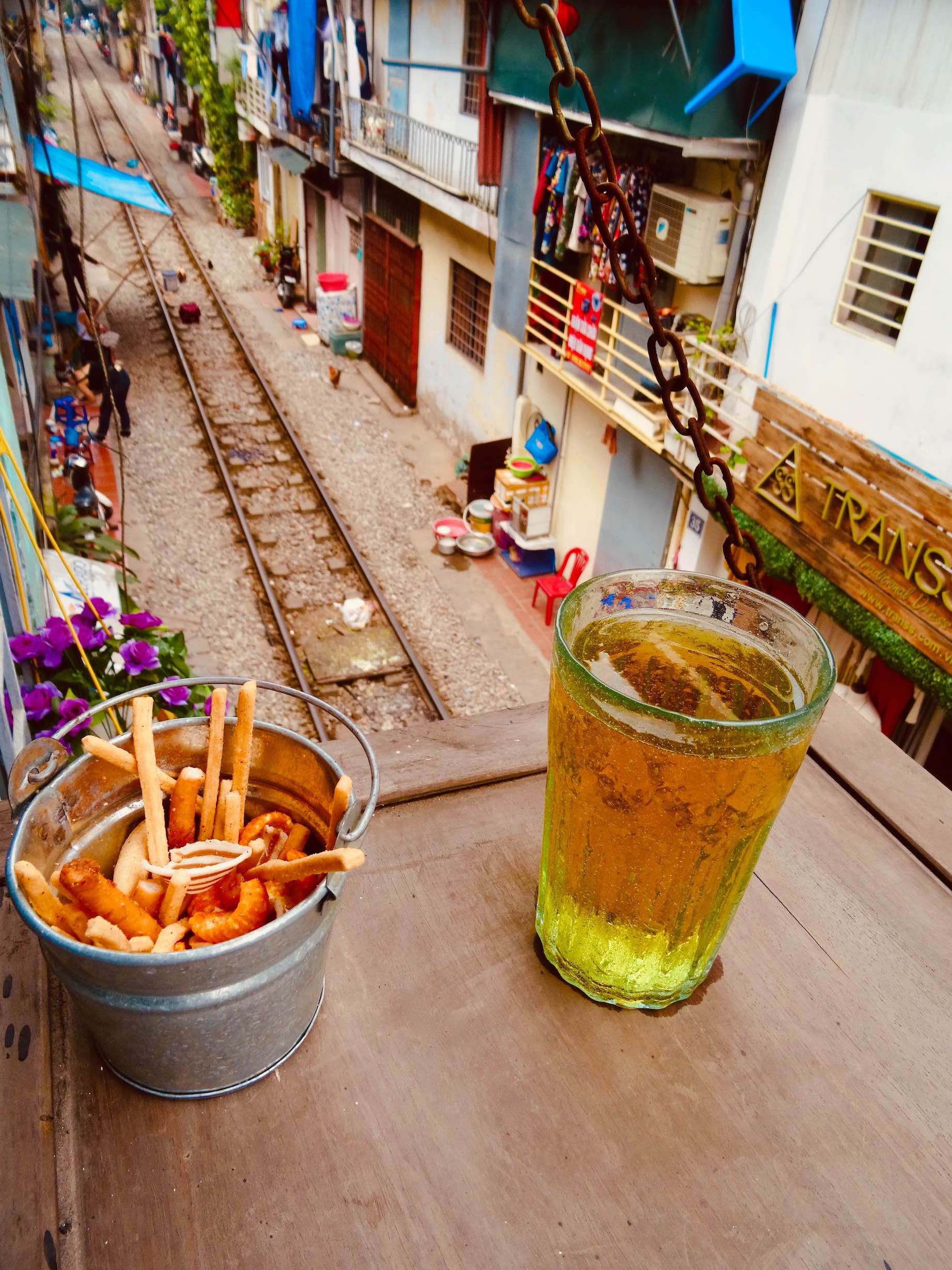 A balcony seat at The Railway Cafe Hanoi