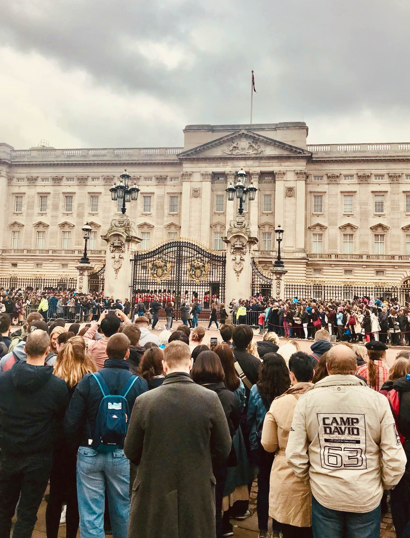 Stuck behind the crowds during The Changing of the Guard at Buckingham Palace