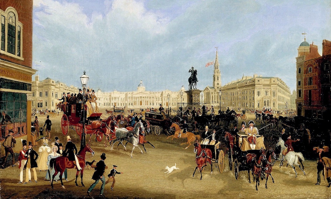 Trafalgar Square painting by James Pollard.