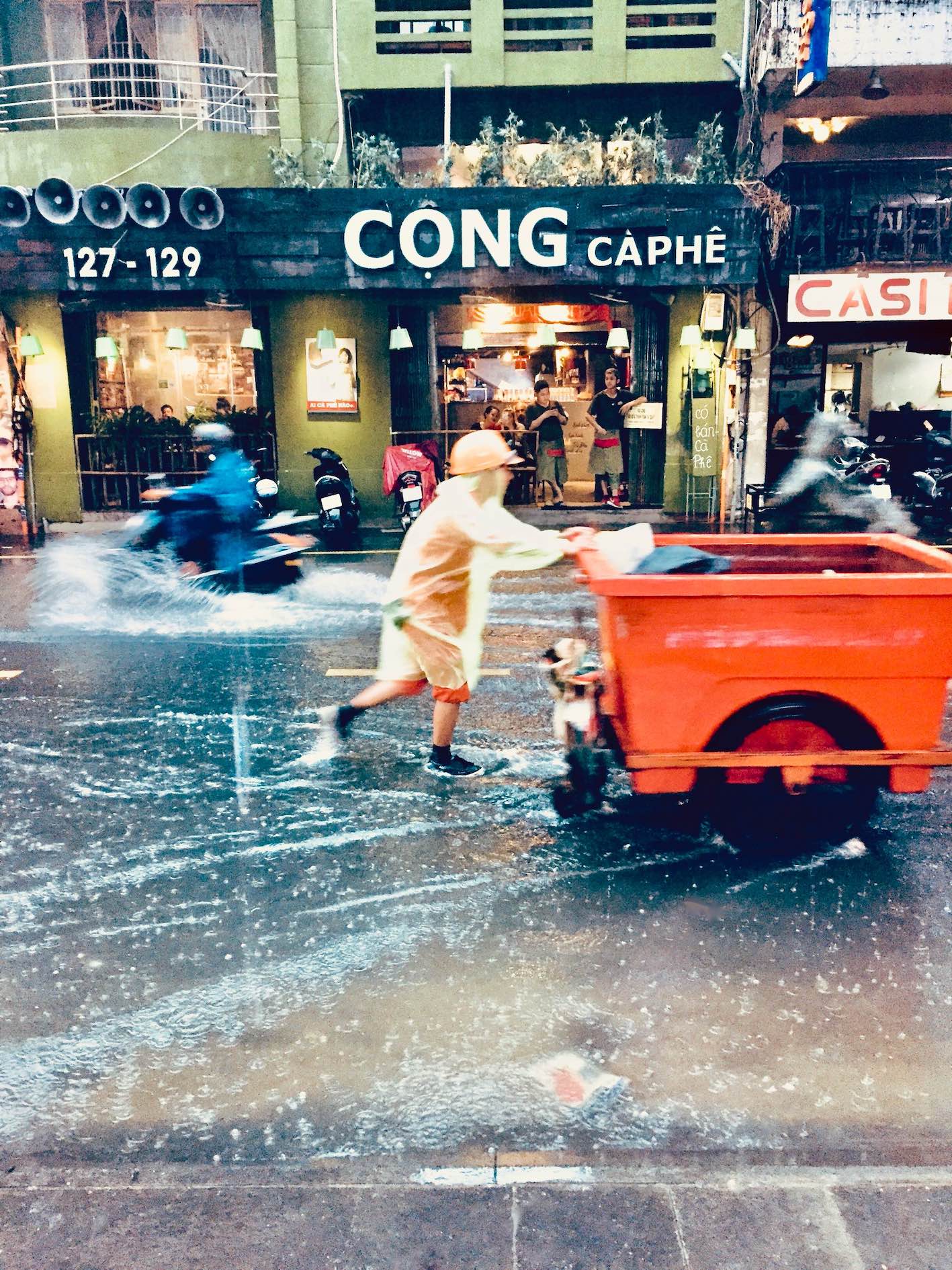A rainy day on Bui Vien Street in Ho Chi Minh