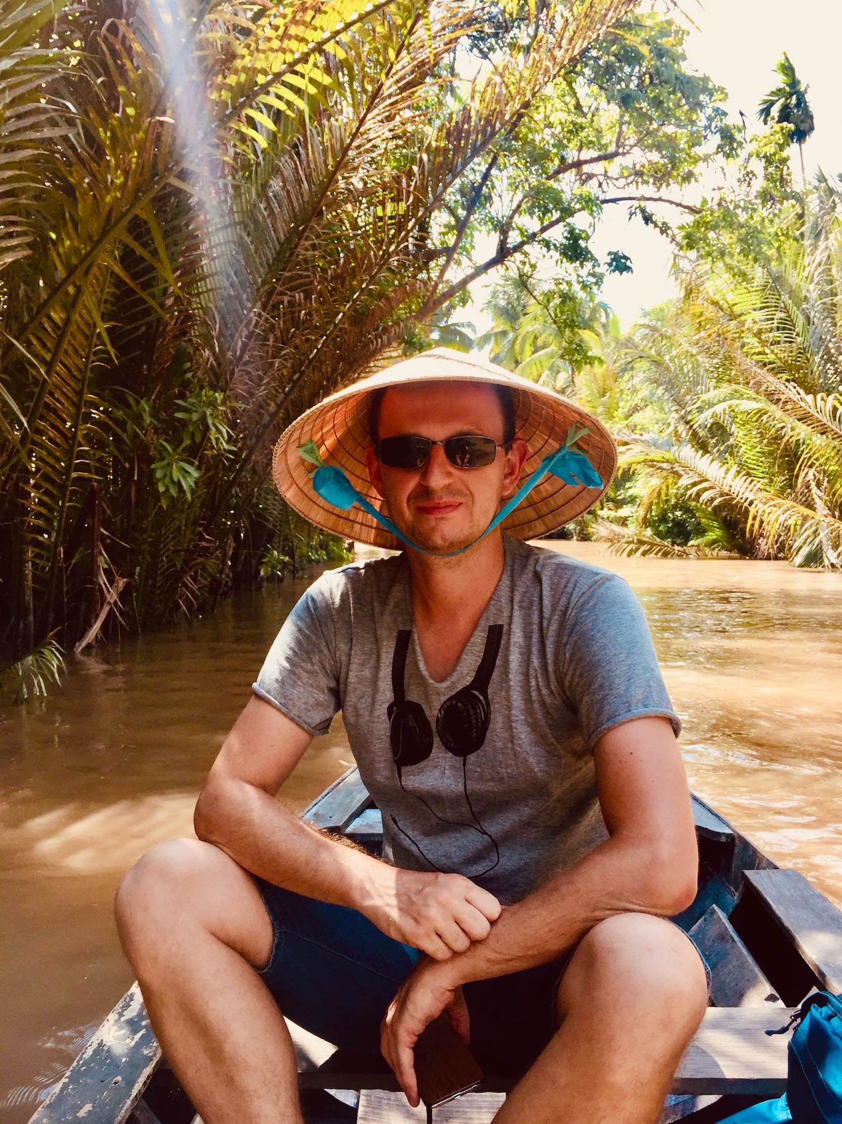 Lazy river life Mekong Delta Vietnam.