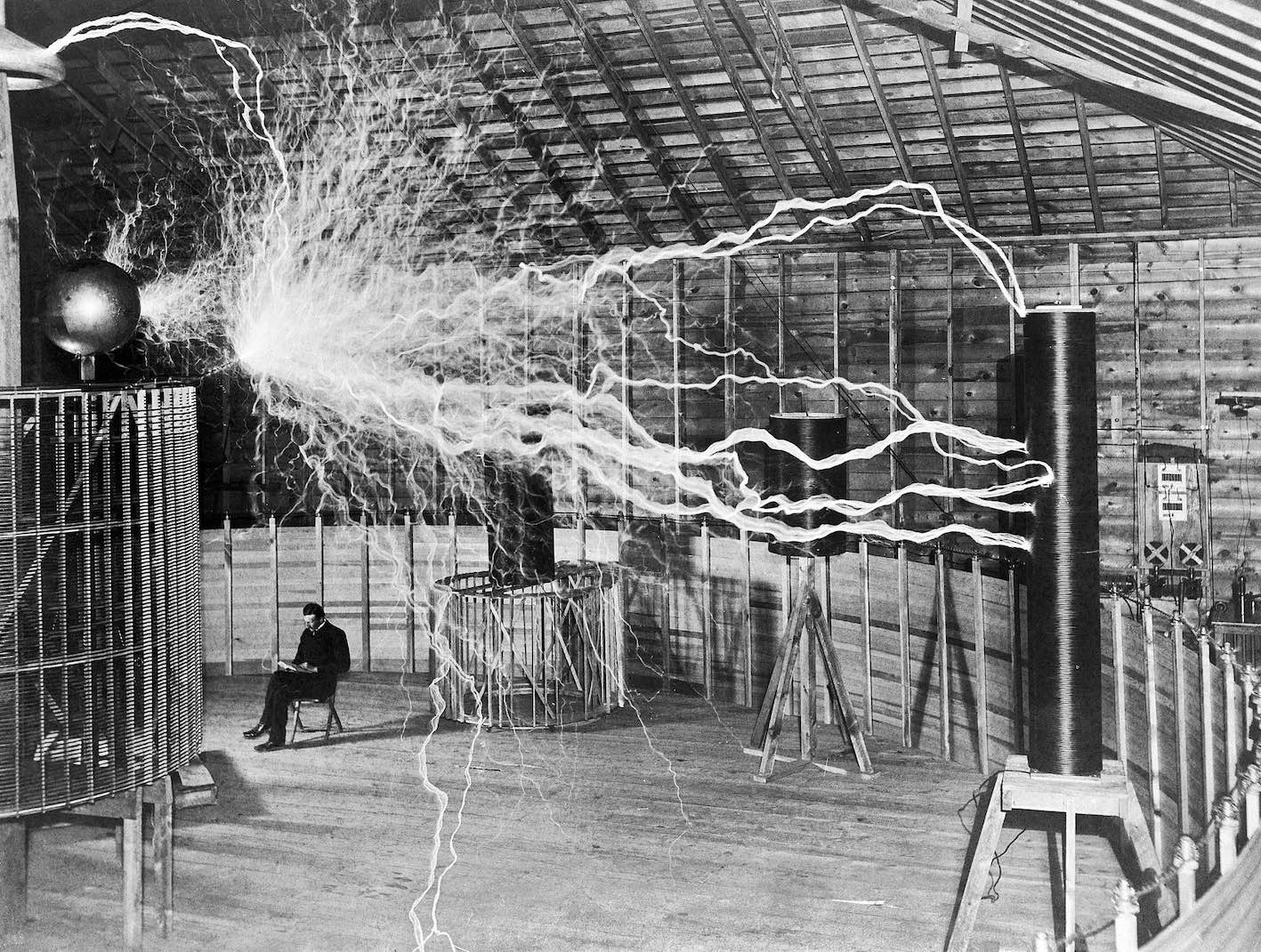 Nikola Tesla at work.
