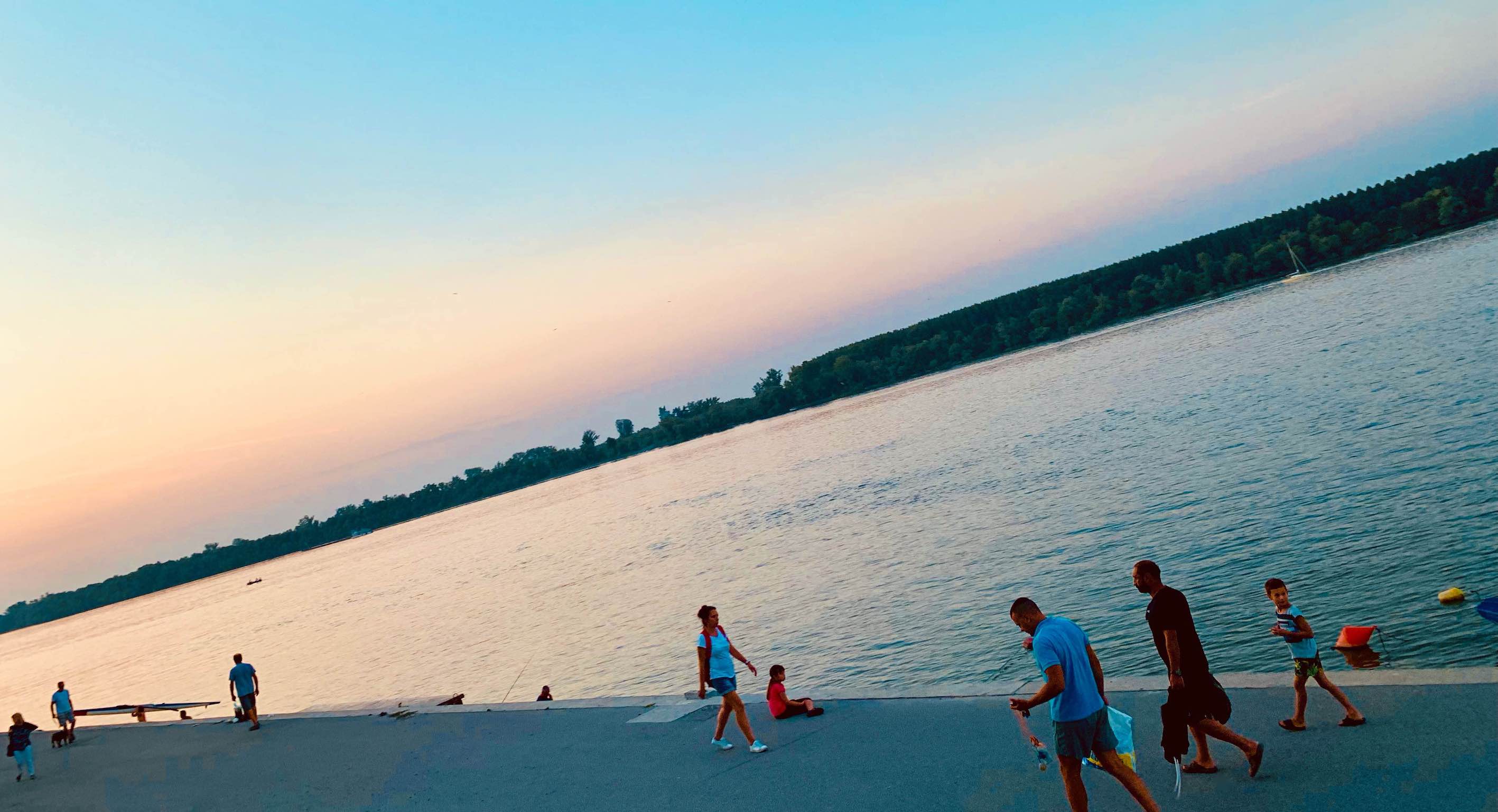 Sunset over the Danube Zemun Belgrade