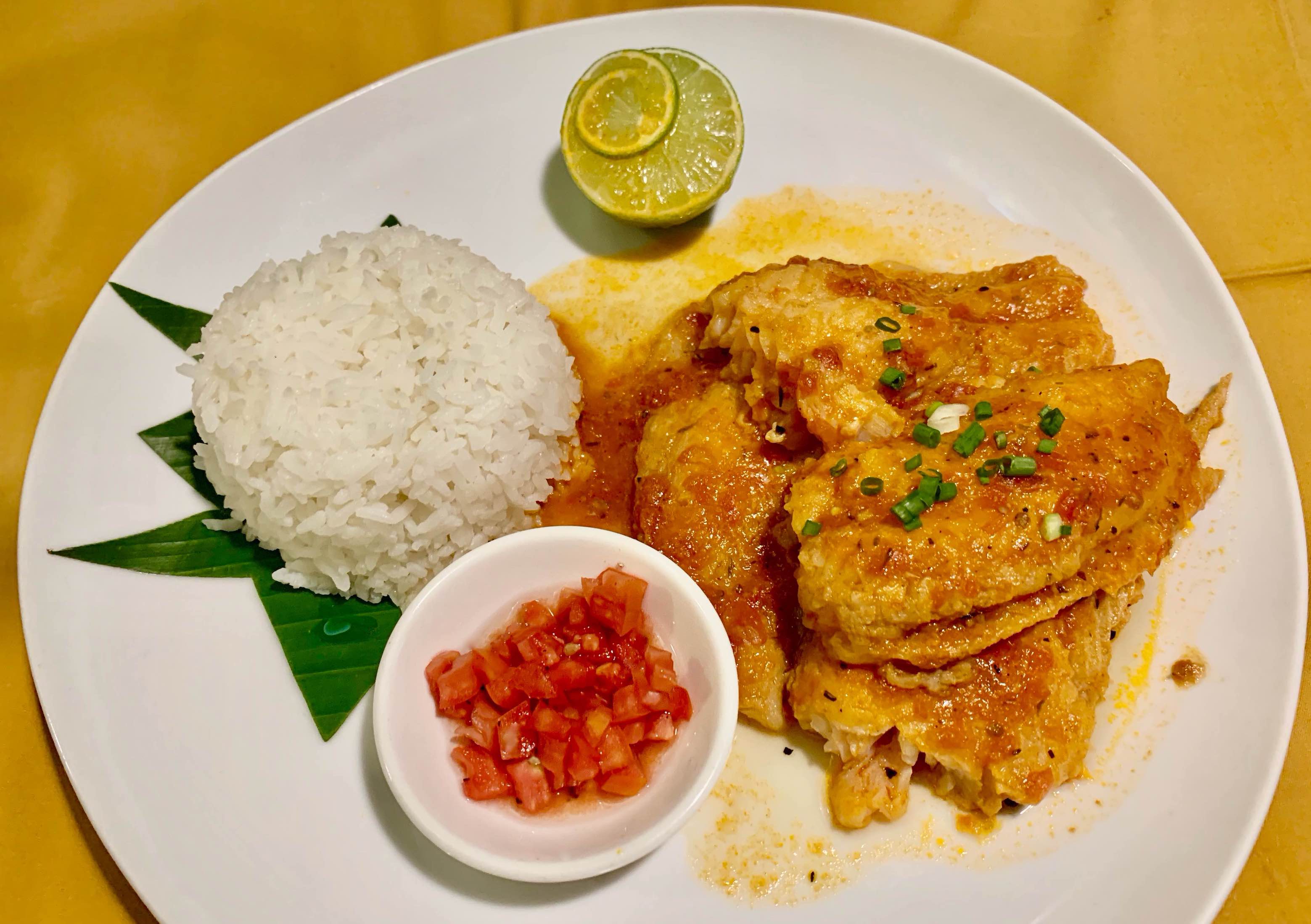Pacific Dory Fillet with tomatoes rice kaffir lime and mixed spices