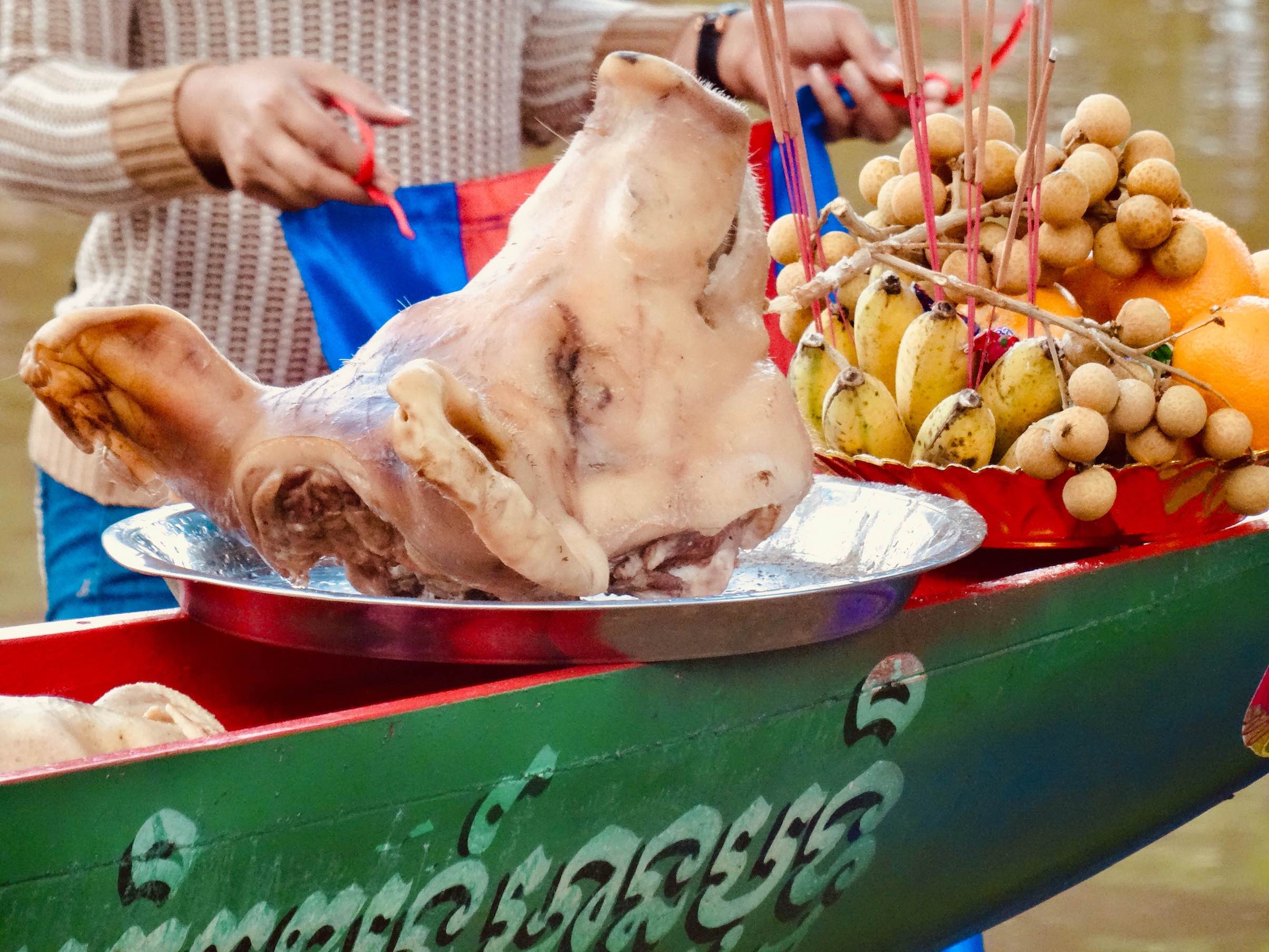 Severed pig's head Siem Reap Cambodia