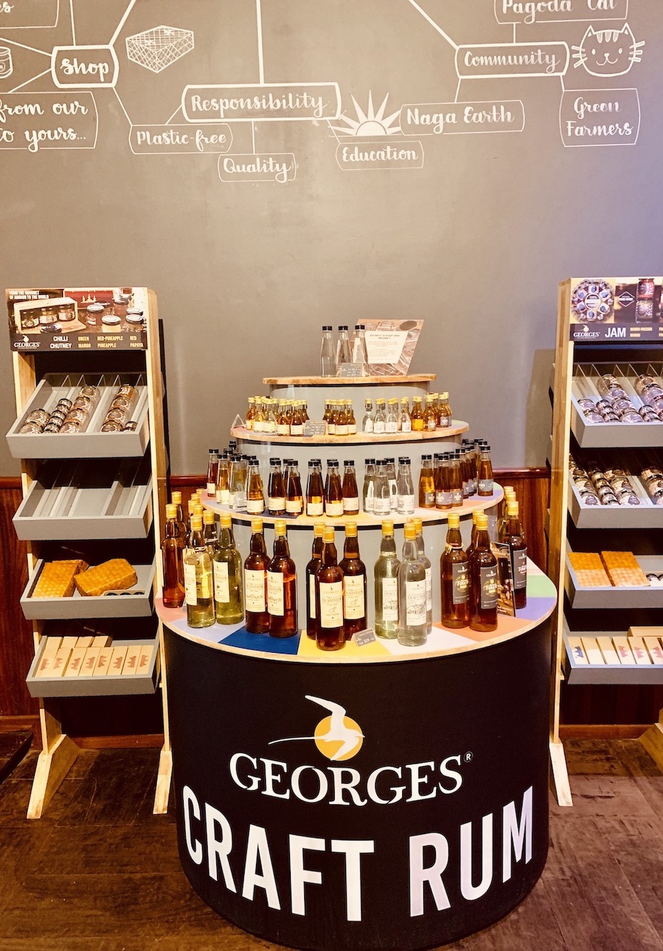 The rum store at Georges Restaurant and Distillery