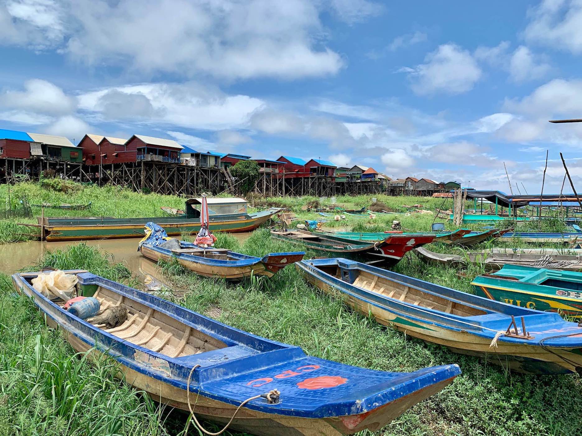 Wooden boats Kampong Khleang Floating Village