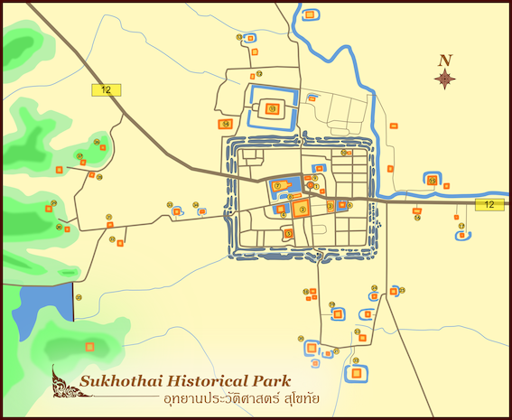Map of Sukhothai Historical Park.
