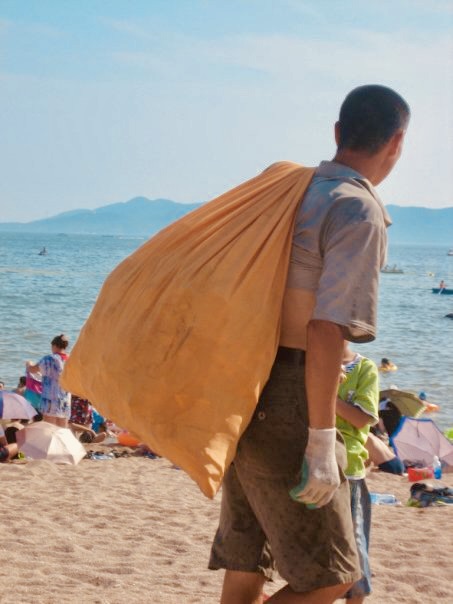 Beach cleaner Qingdao China.