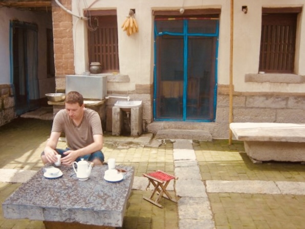 Tea at a guesthouse in Zhujiayu China.