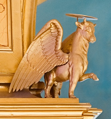 Winged ox statue Bulgarian St Stephen Church.