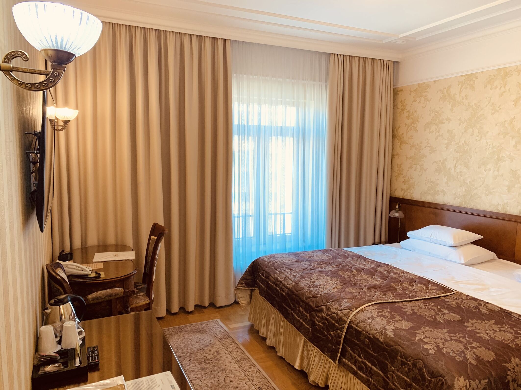 A double bedroom at Hotel Moskva Belgrade
