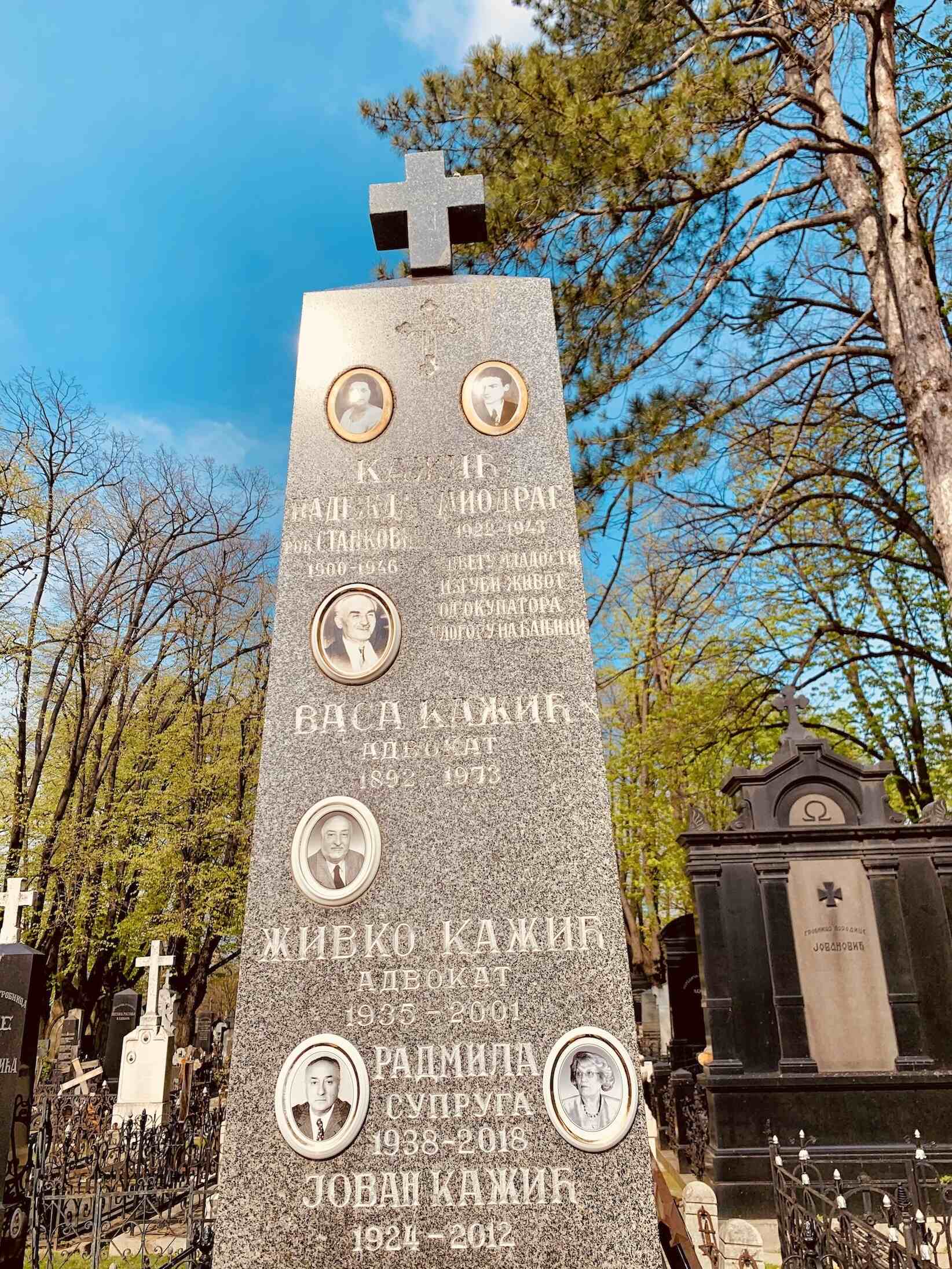 Memorial headstone to the Kažić family Belgrade New Cemetery