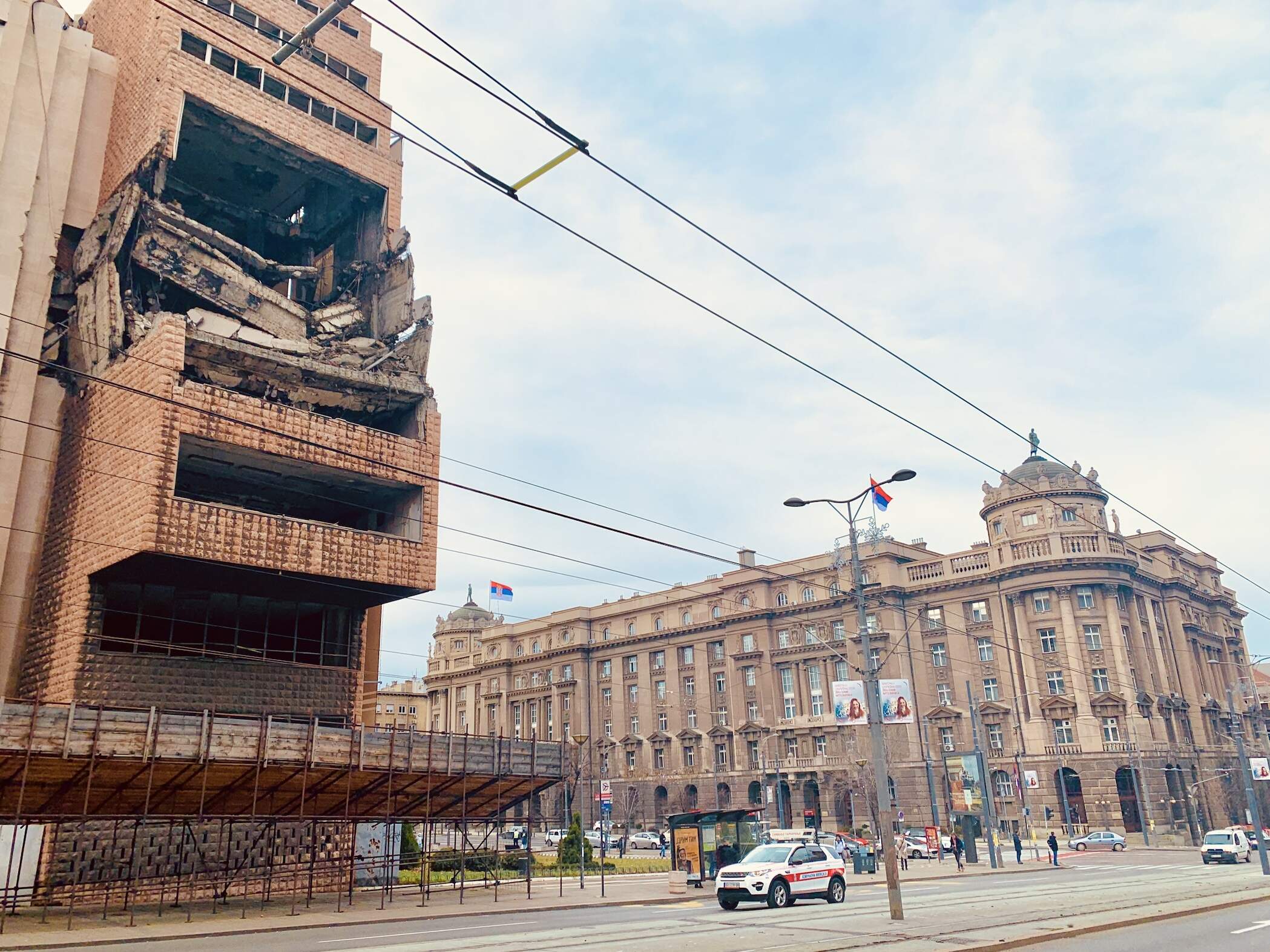 Former Yugoslav Ministry of Defence building destroyed by NATO bombing in Belgrade