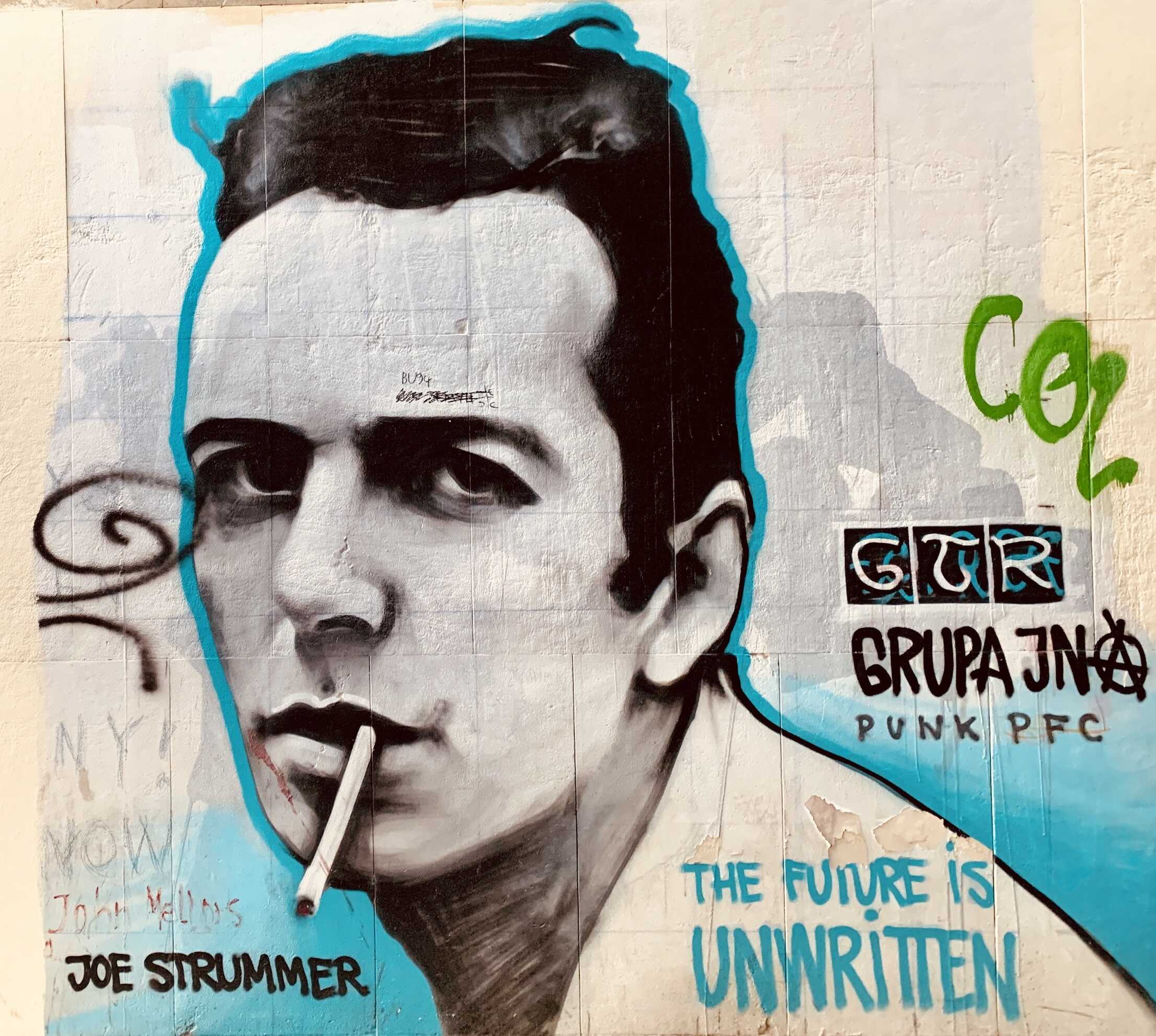 Joe Strummer mural in Belgrade.