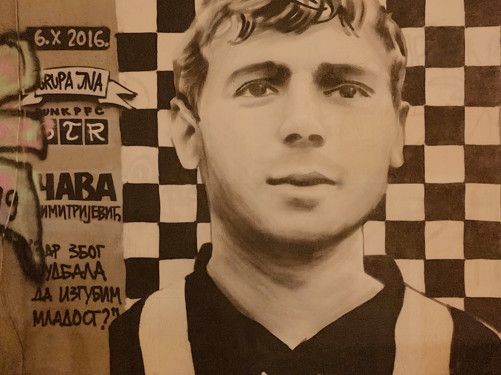 Mural of the Serbian footballer Zoran Dimitrijevic in Belgrade