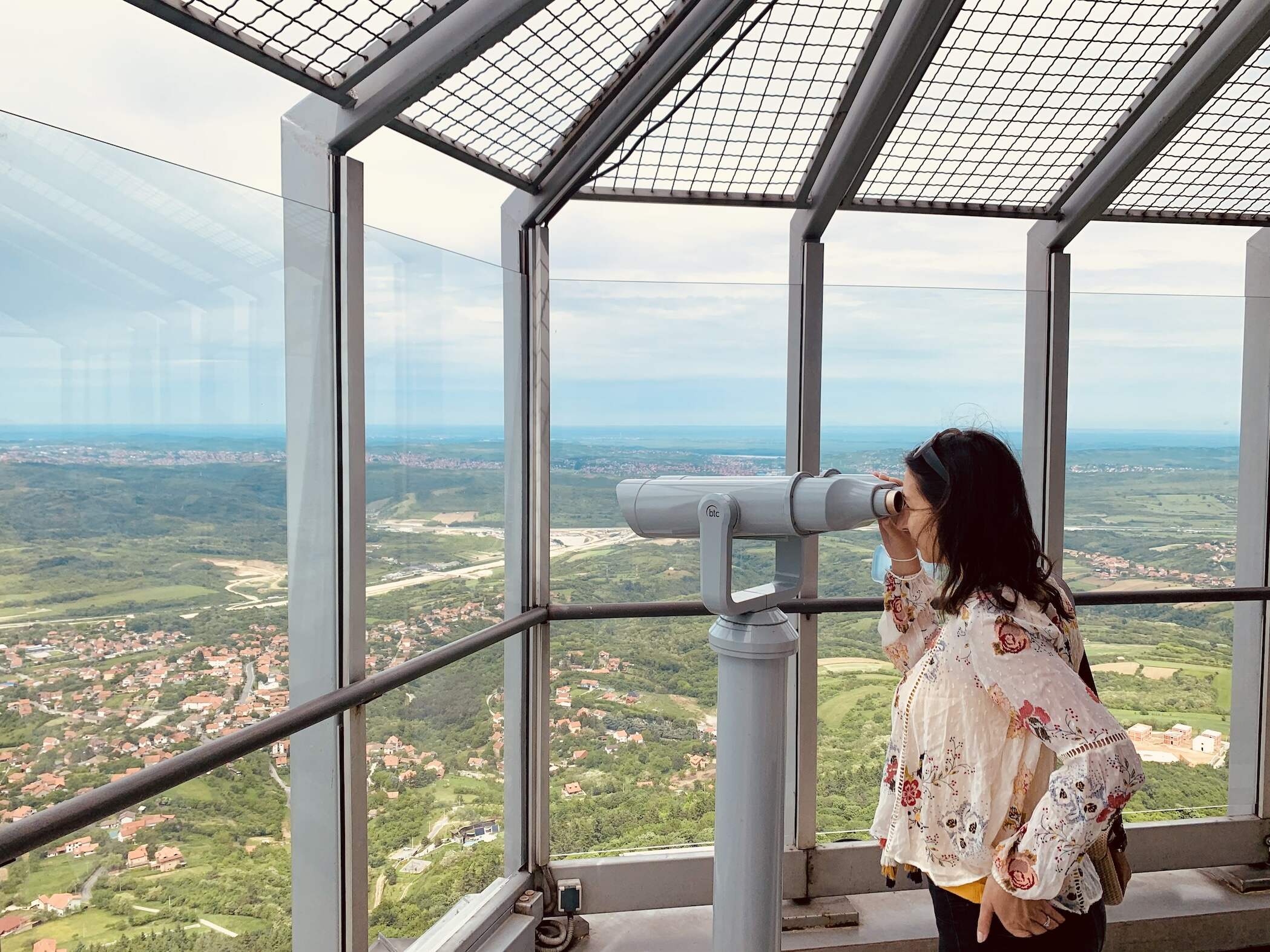 The observation deck at Avala TV Tower in Belgrade
