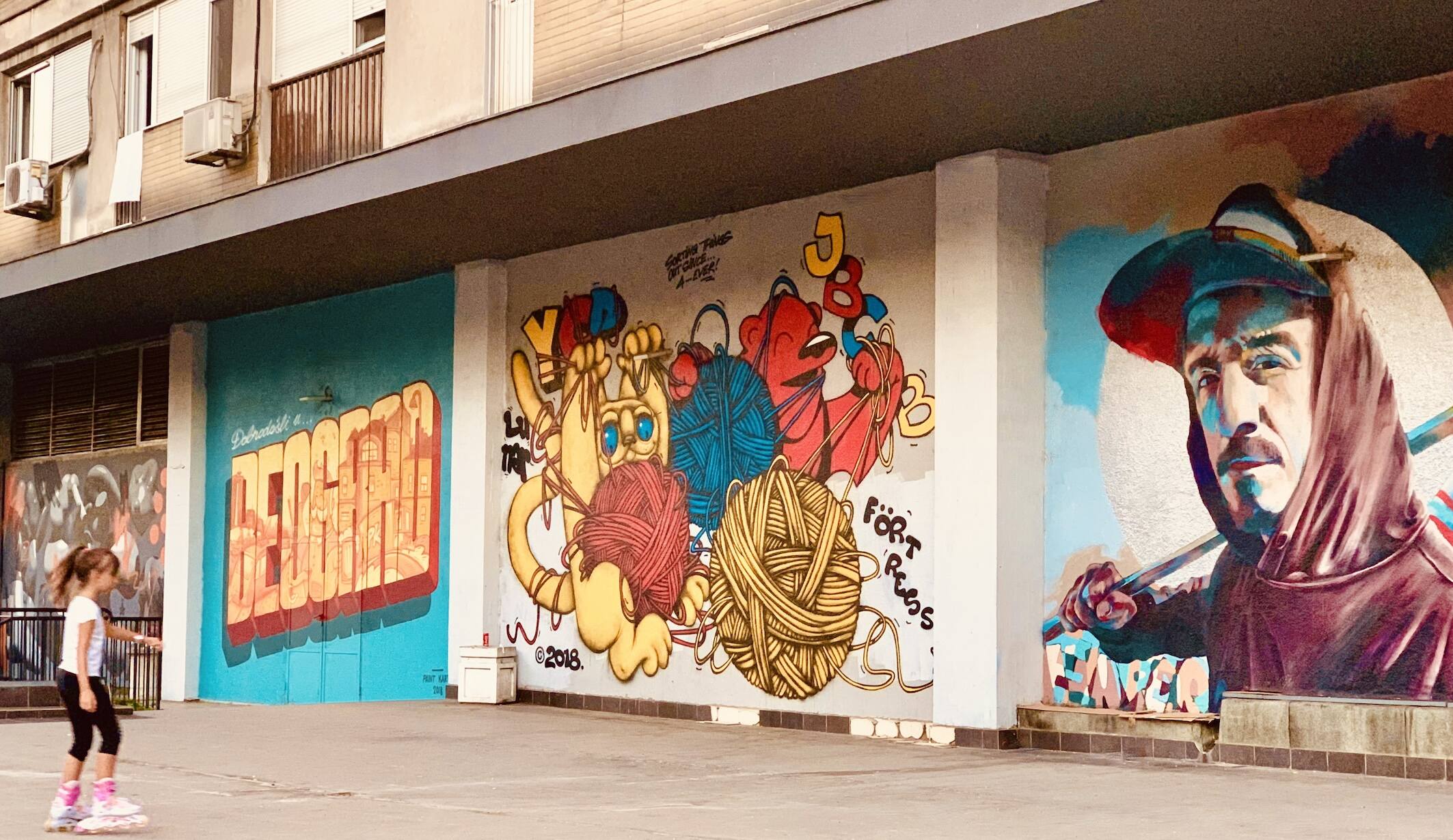 Urban murals at Višnjićeva Street in Belgrade