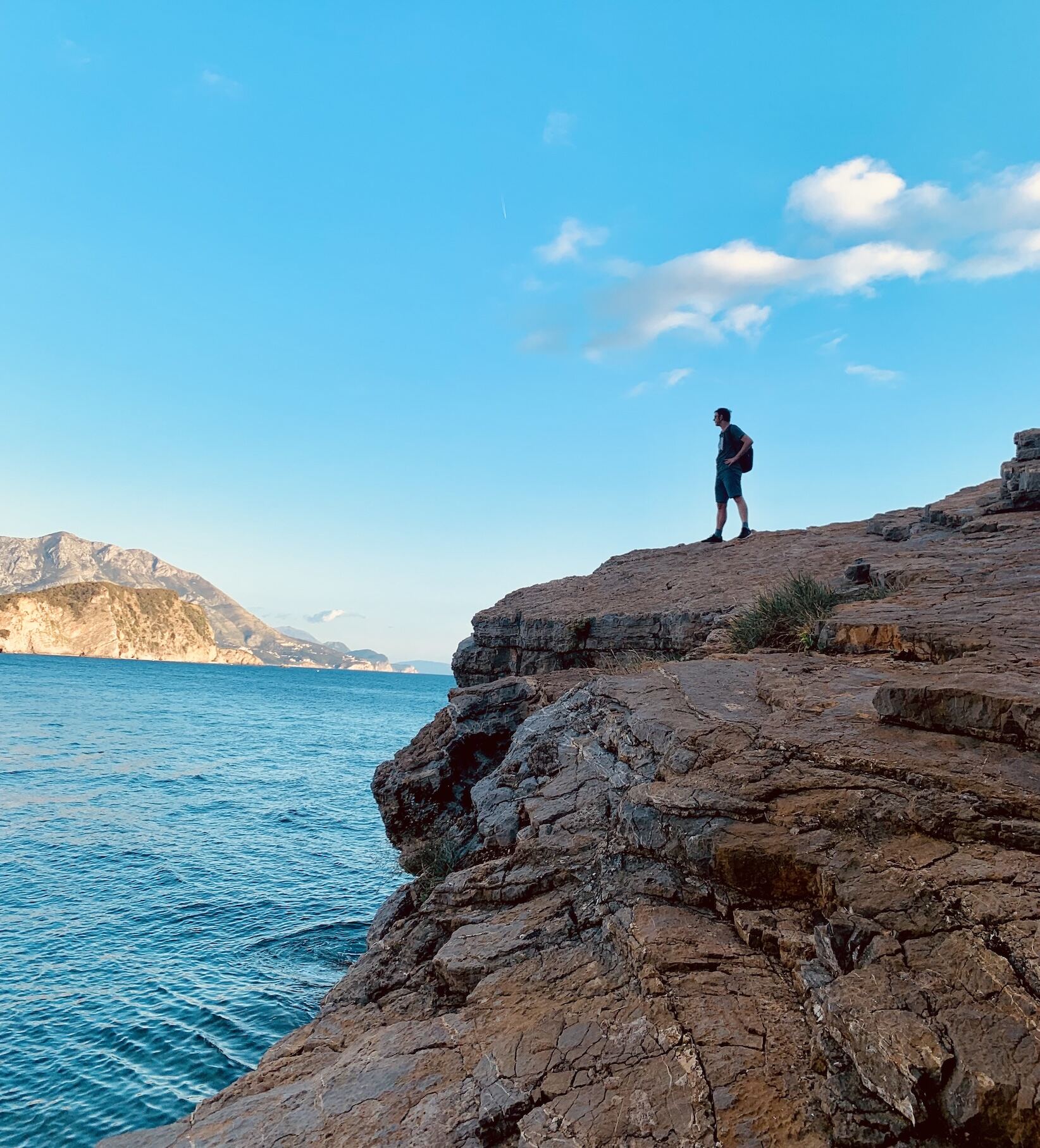 At the top of the cliff at Rajska Vala Beach in Budva